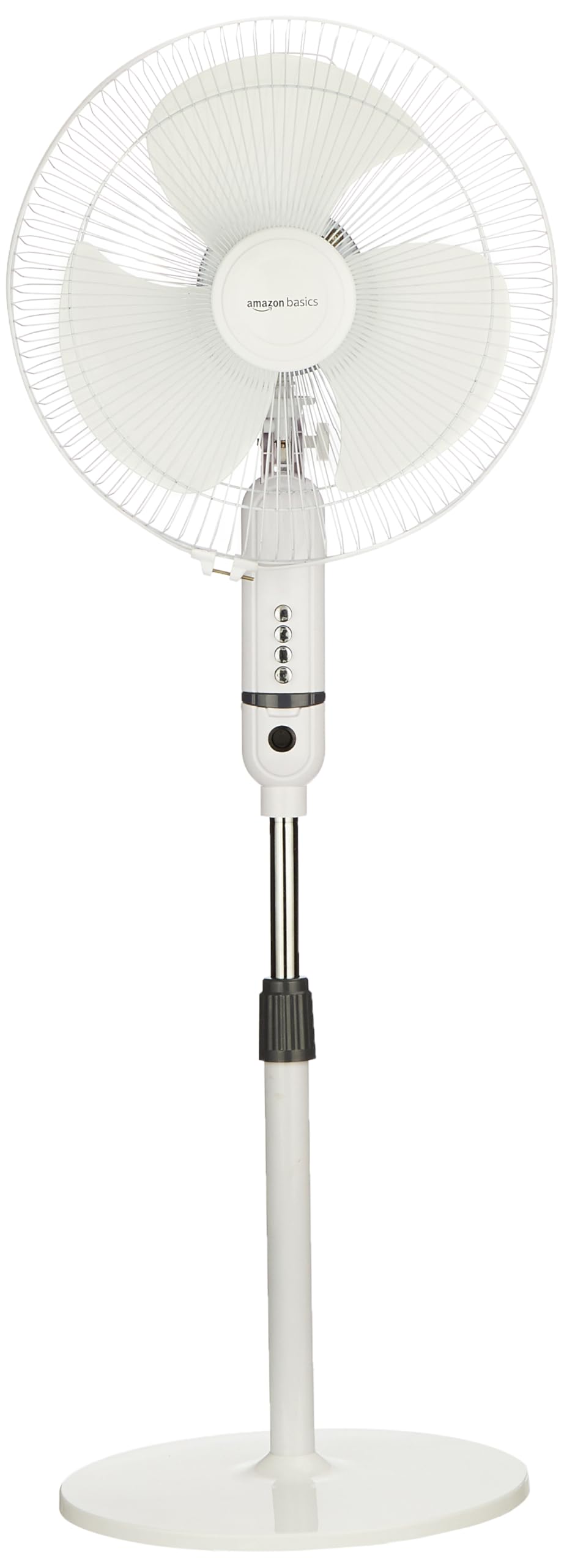 amazon basics High-Speed Oscillating Pedestal Fan I 3 Adjustable Fan Speeds | Rust Resistant Body, Adjustable Length | RPM 2200 | 400mm Sweep Length (White)