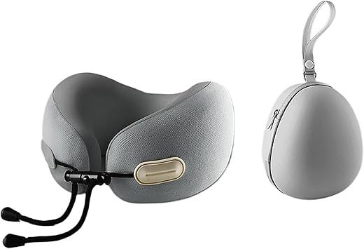 Ergonomic Memory Foam Travel Neck Pillow, 360 Full-Circle Support, Reversible & Machine Washable, Breathable Skin-Friendly Fabric with Portable Storage Case, Ideal for Airplanes, Cars.