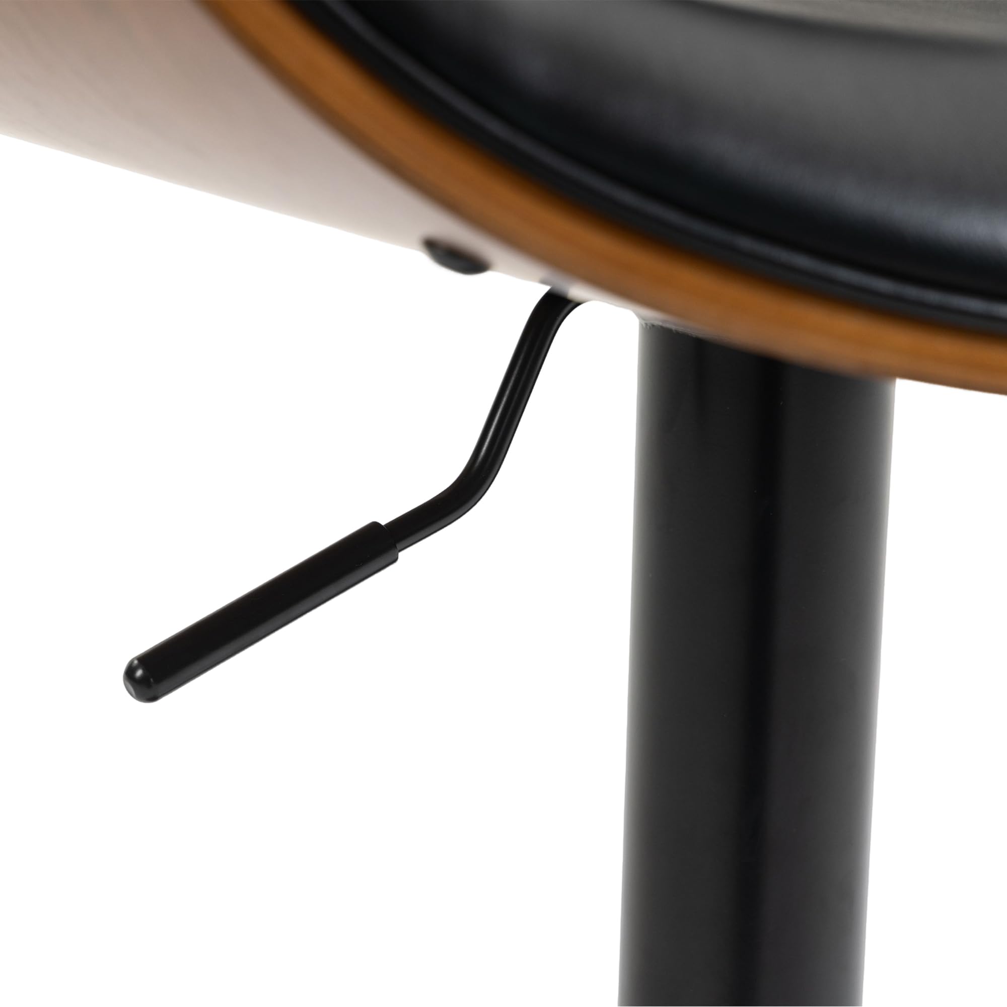 Set di 2 sgabelli da bar girevoli, regolabili in altezza, in legno curvo, con rivestimento in pelle PU, schienale ergonomico e poggiapiedi, per bar, isola cucina, colore: nero