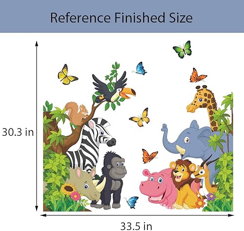 Miniatura 6 de Supzone Calcomanías de pared de árbol de mono de dibujos animados, diseño de árbol de animales del bosque, lindo oso, zorro, pájaros, flores,