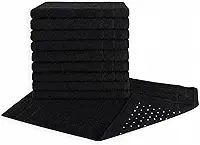 Kit 05 Tapetes para Banheiro Com Antiderrapante Grosso 550g/m² 45x70cm 100% Algodão - Preta