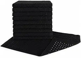 Kit 05 Tapetes para Banheiro Com Antiderrapante Grosso 550g/m² 45x70cm 100% Algodão - Preta