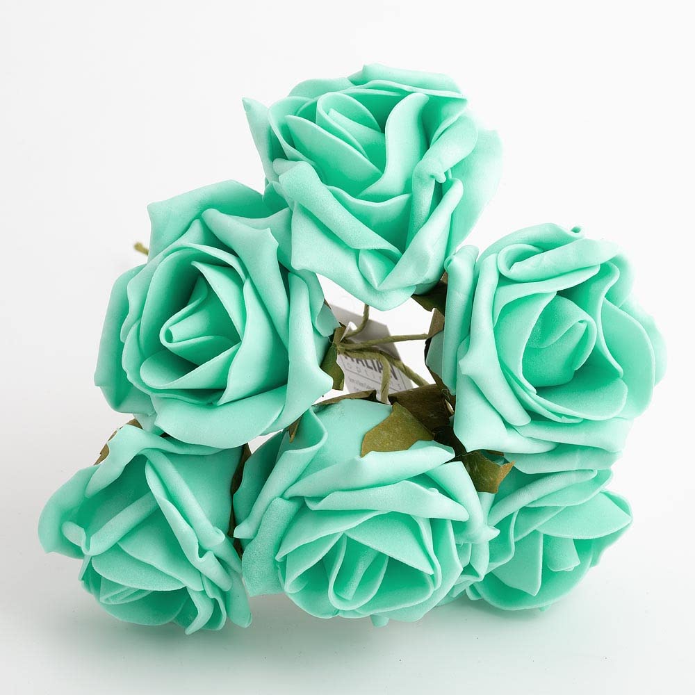 Italian Options Colourfast Artificial Foam Rose Flowers Wedding Bouquet, 5cm, Jade
