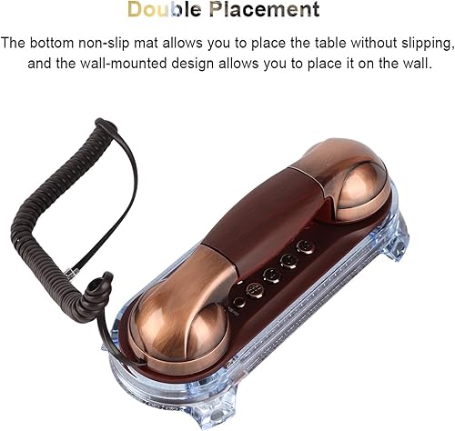 Miniatura 5 de Teléfono montado en la pared, mini teléfono antiguo retro montado en la pared, teléfono con cable, teléfono fijo de moda con retroiluminación azul,