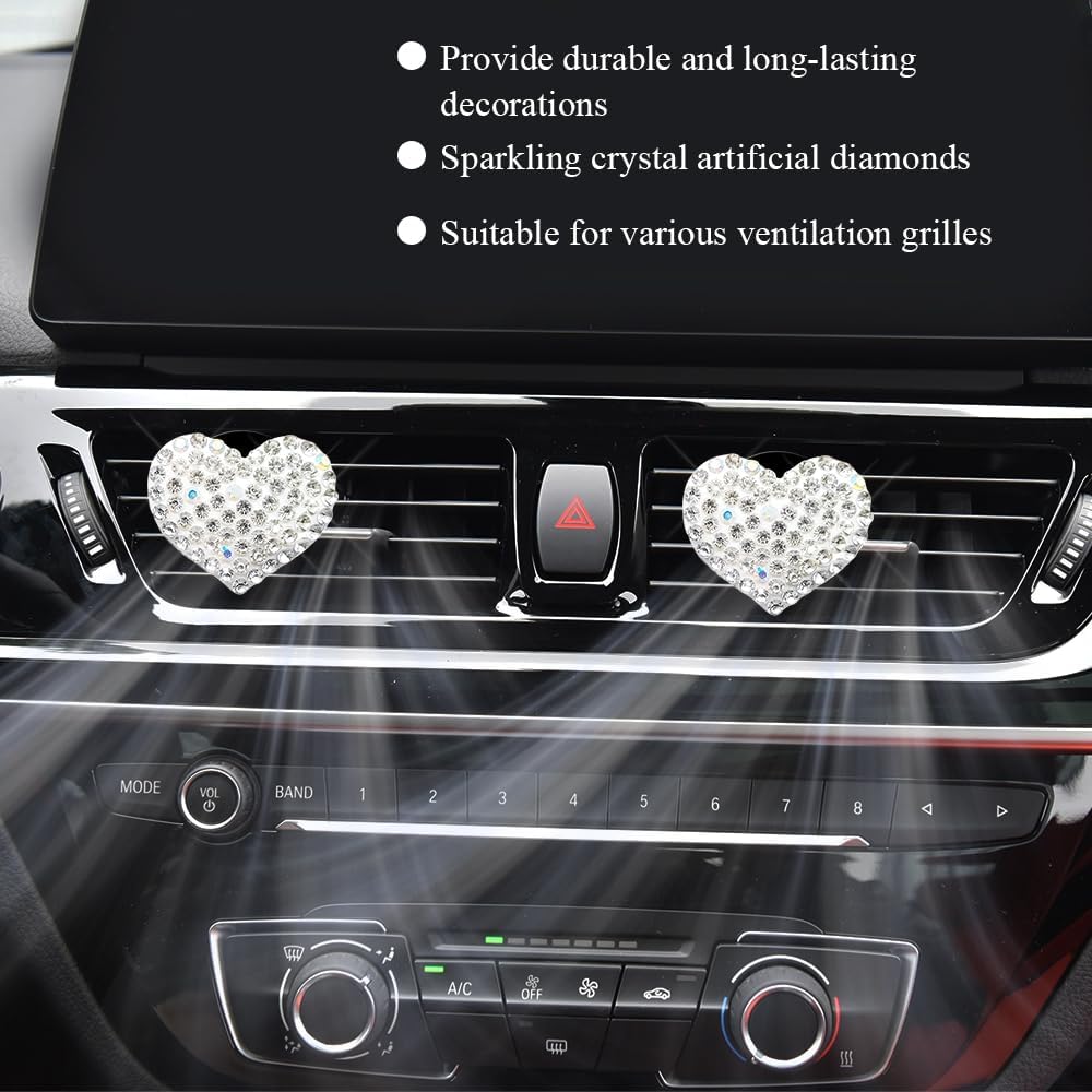 Heart-Shaped Car Vent Clips with Rhinestone, Car Air Freshener, 4PCS image 5