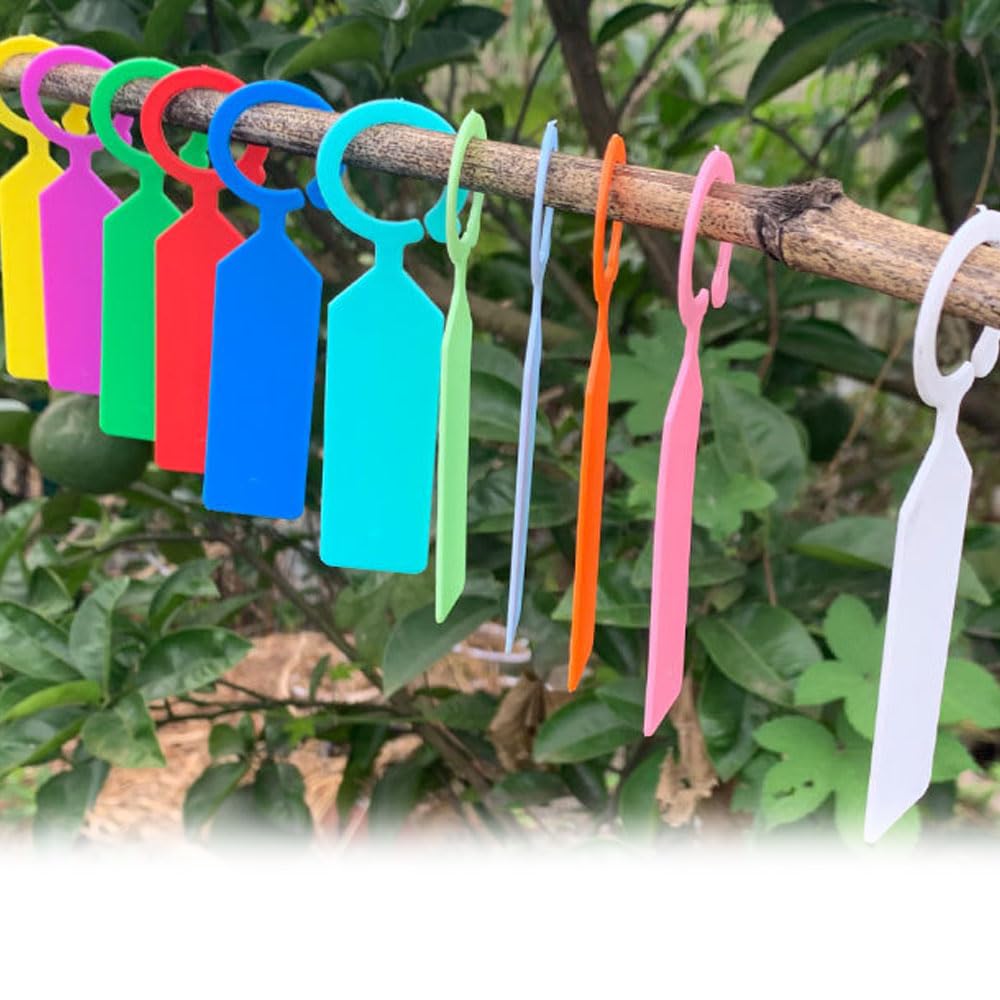 Plastikowe etykiety do roślin ABS Etykiety z nazwami roślin wielokrotnego użytku Etykiety ogrodowe Wielokolorowe 11x2,4cm 100 szt(White+Yellow+Blue+Pink)