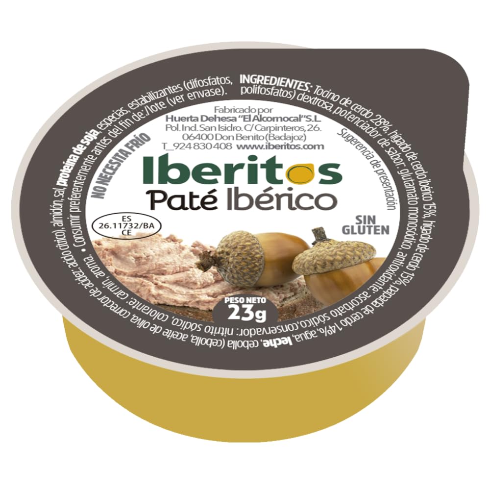Iberitos - Paté Ibérico - Ideal para Untar Tostadas, Bocadillos, Cocinar - Ingredientes Selectos - Sin Gluten - Producto Fabricado en España - 10 Cajas de 5 Monodosis x 23 Gramos