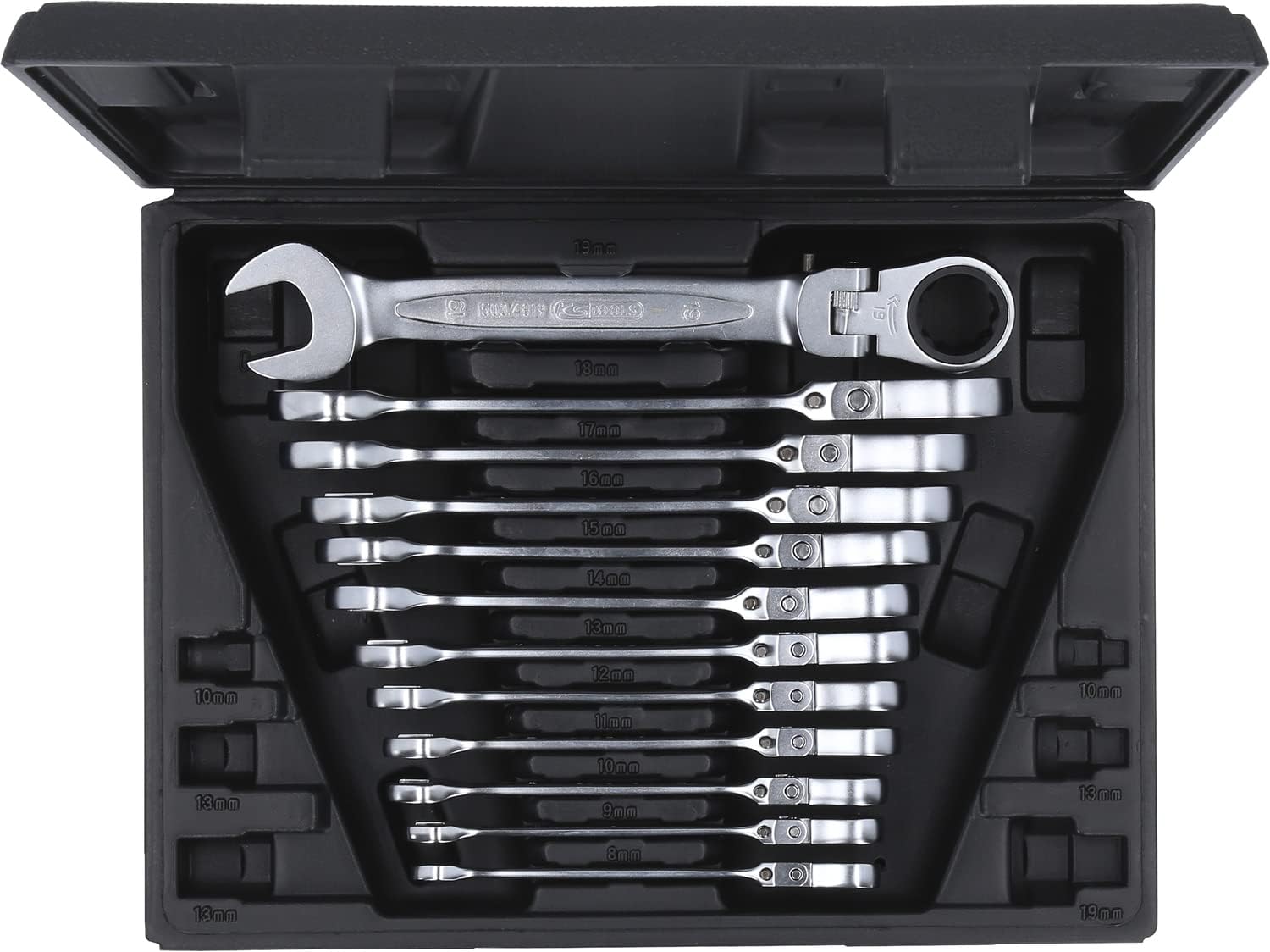 GEARplus flexible locking combination ratcheting spanner set, 12 pcs