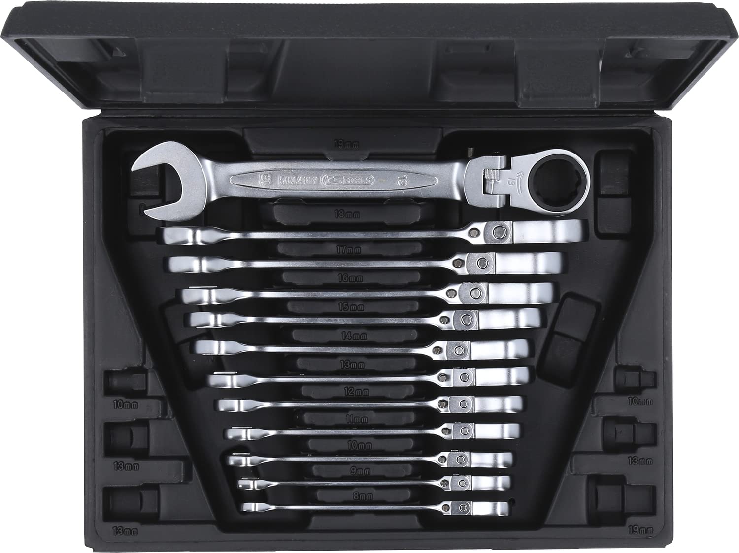 KS Tools 503.4865 Juego de llaves combinadas de carraca articuladas GEARplus, 12 pzsbloqueables