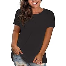 Lastesso Womens Tops Basic Solid Short Sleeve Shirt Oversized Crewneck Summer Tops Casual Going Out Blouse T Shirts