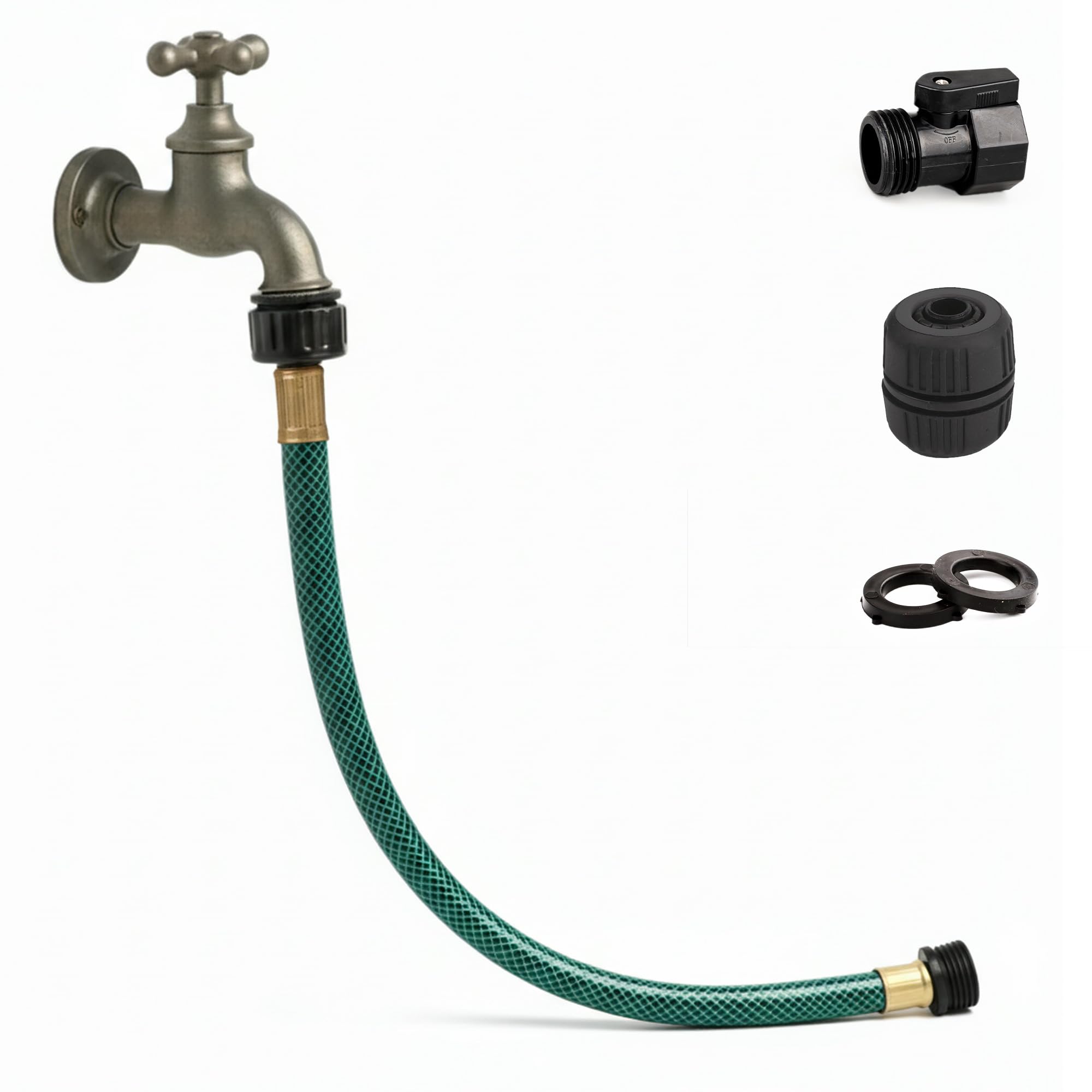Photo 1 of Leader Hose for Outdoor Garden Connection: 2FT 1/2" Short Hose with Male to Female Fittings Leakproof and No Kink for Faucet Extension Drip Irrigation