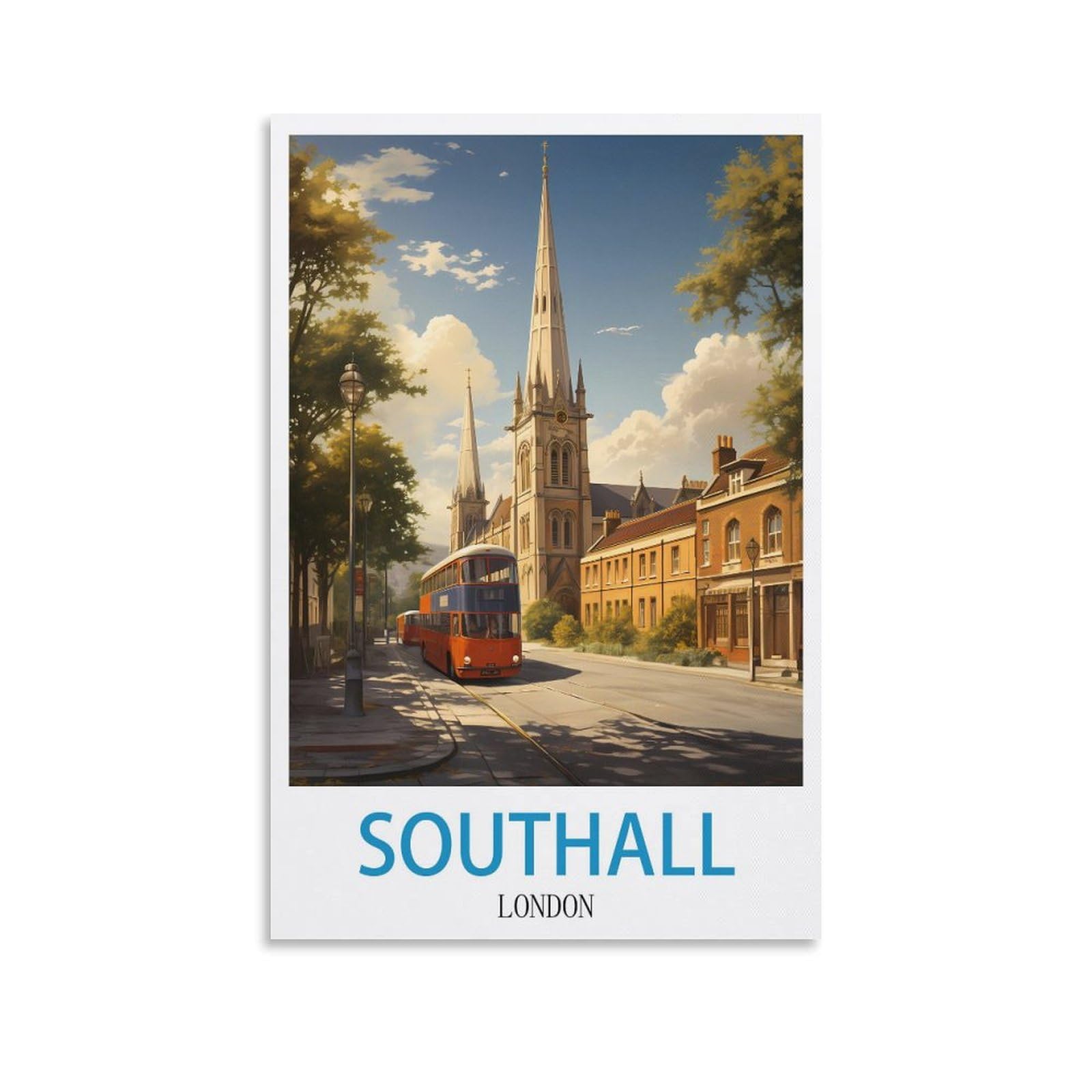 LNHZGNJNH Southall London Vintage Travel Posters 08x12inch(20x30cm) Canvas Wall Art Wall Print Painting Decor Living Room Bedroom Decor