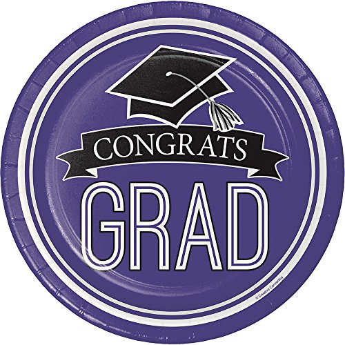 Creative Converting Congrats Grad Purple Plates-18 Pcs 18-Count Sturdy Style Dinner/Large Paper Plates For Graduation Party, School Spirit #TOP4