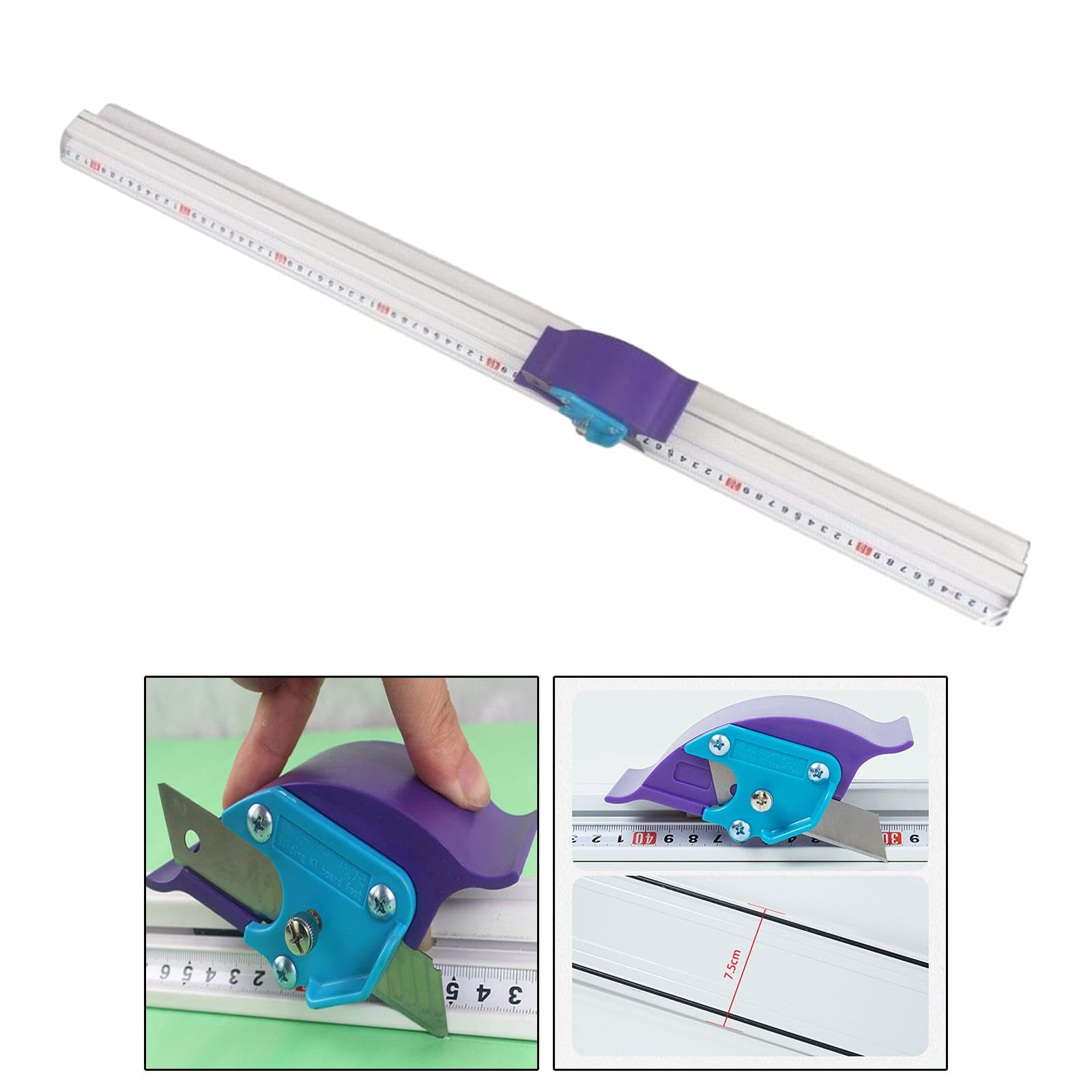Colcolo Foto-PVC-Haustierschneider mit Lineal, Aluminium-Schneide-Positionierungsspur-Lineal, präzises manuelles Schneidelineal, für PVC-Platten, 130cm