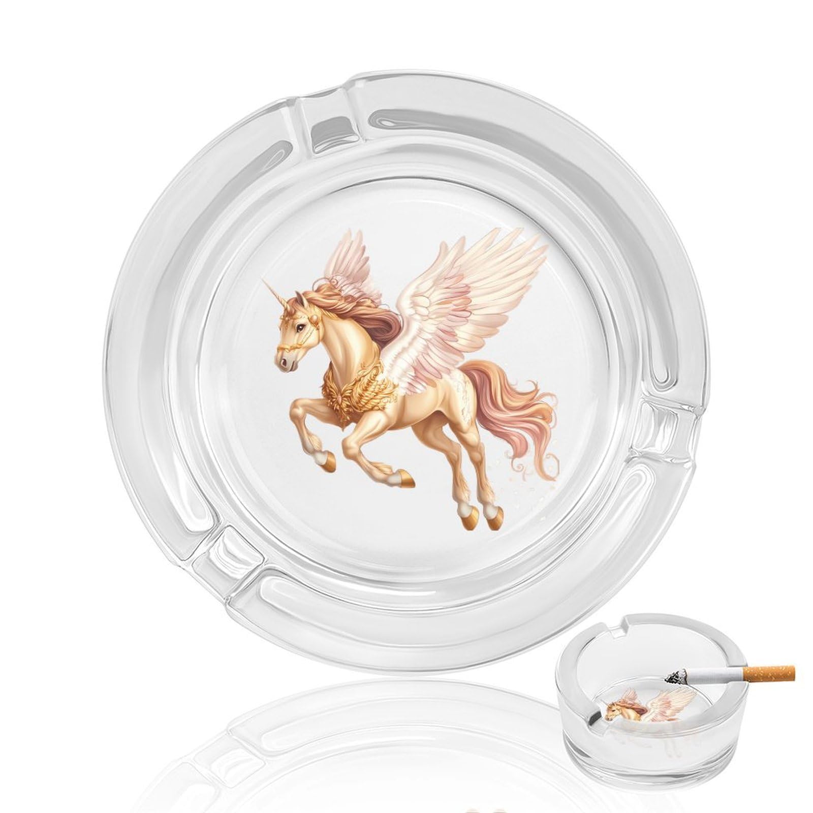 Nclqvjxzkhw Style A Horse With Wings Glass Ashtray Round Ash Tray Smoking Trays For Home Garden Outdoor