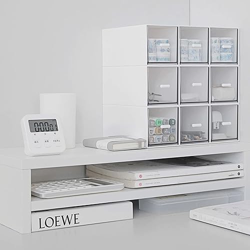 Miniatura 2 de CertBuy Paquete de 2 organizadores de escritorio, cajones de almacenamiento apilables con 6 compartimentos, almacenamiento de maquillaje de plástico