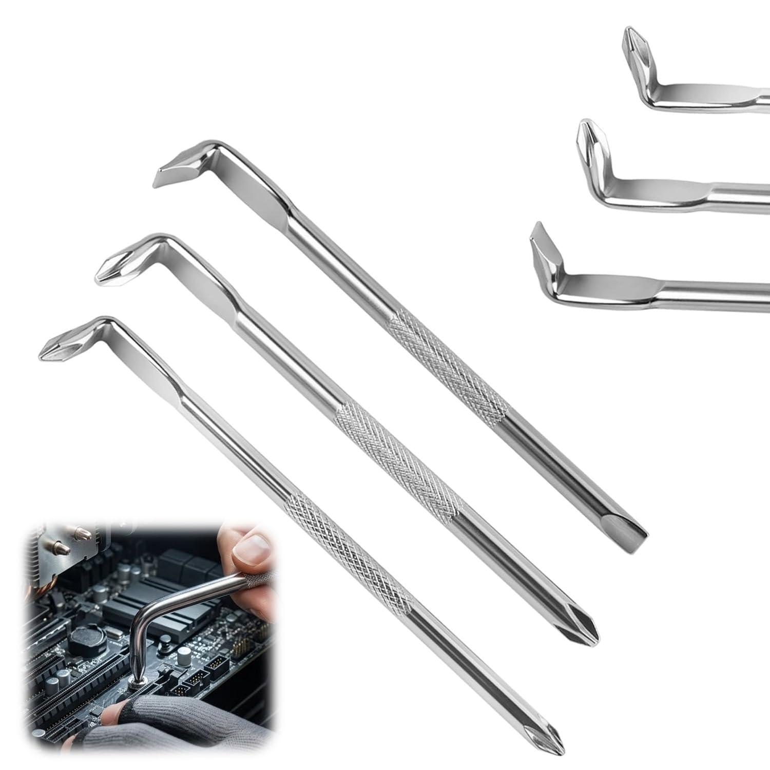 3PCS Right Angle Screwdriver S2 Steel Angled Screwdriver L Type Double Head Offset Magnetic Screwdriver 90° Offset Screw Driver with Phillips & Large Flat Head Screwdriver for Tight Spaces, 115mm