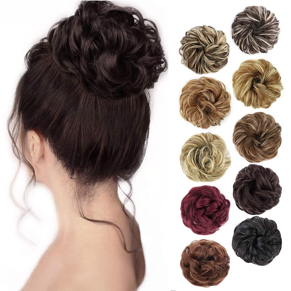 MORICA 1PCS Messy Bun Hair Piece for Women, Dark Brown Hair Bun Scrunchie 1PCS-Dark Brown