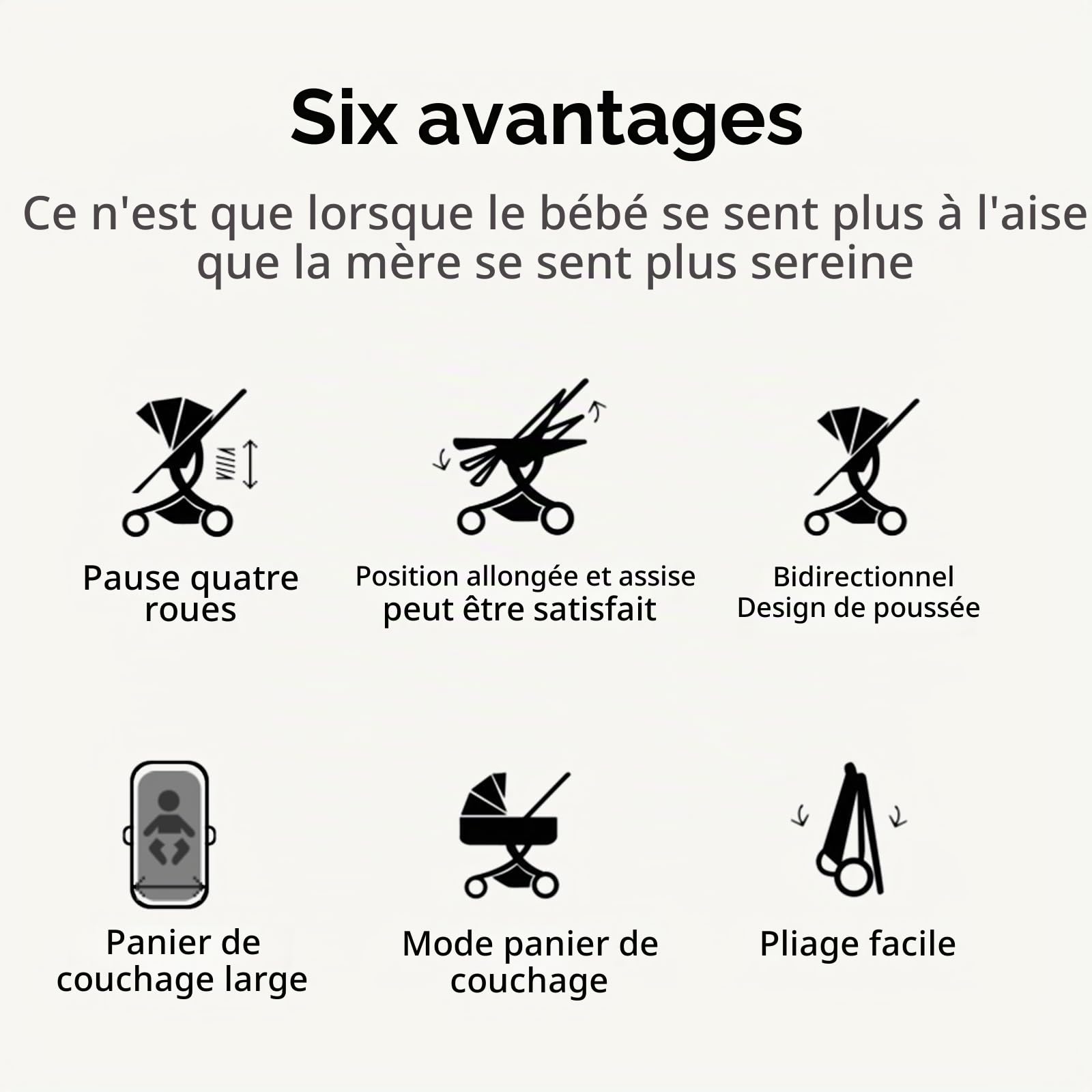 Poussette 3 en 1 de Luxe Pour Bébé Avec Berceau Réversible, Supports de Landau Pliants à Un Bouton, Poussette Bébé de Voyage Compacte et Portable（Bleue)
