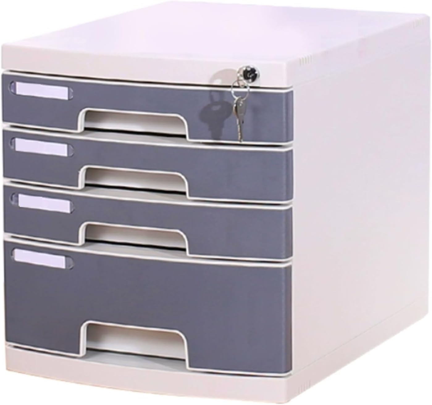 4 Tier Lockable A4 Desktop File Box – Plastic Storage for Office Documents Supplies and Stationery – Efficient Desk for Clutter Free Workspace