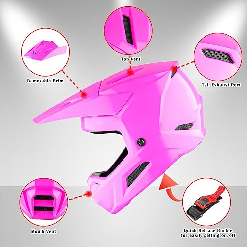 Miniatura 2 de 1Storm - Casco de motocross para jóvenes, ATV, BMX, MX, motocicleta todoterreno, kart, rosa brillante