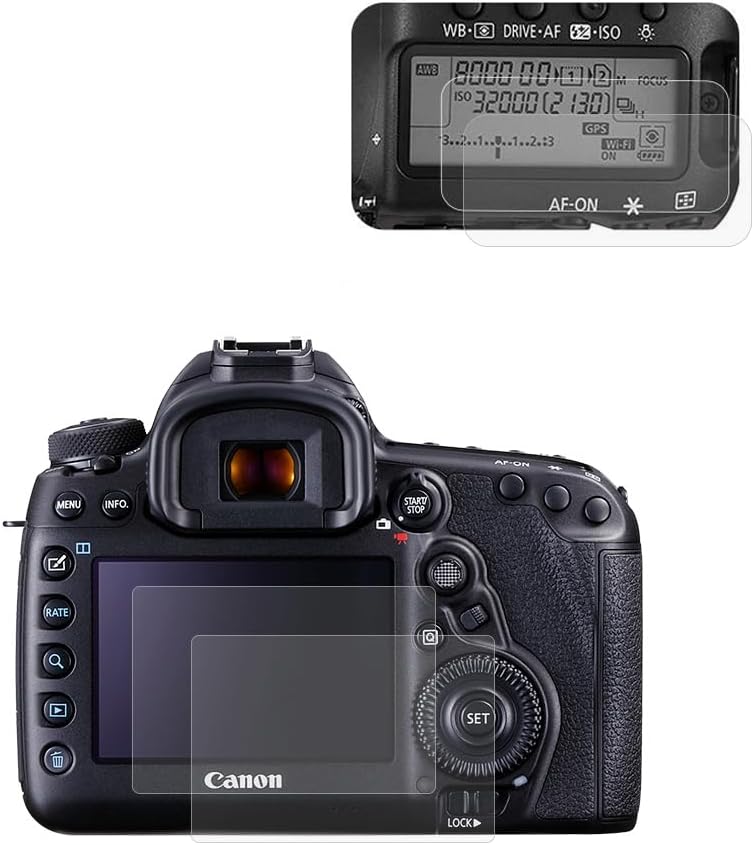 kinokoo EOS 5D Mark IV Screen Protector + Top Screen Protector, 0.26 mm 9H Hardness Tempered Glass Film Compatible with Canon EOS 5D Mark IV Camea (Pack of 2)