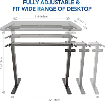 FLEXISPOT Standing Desk Dual Motors,Sit Stand Desk Height Adjustable Desk Stand Up Desk Electric Standing Desk Adjustable Standing Desk with Memory Smart Pannel EB2 Series (Black Frame Only)