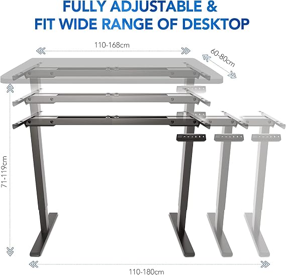 FLEXISPOT Standing Desk Dual Motors，Sit Stand Desk Height Adjustable Desk Stand Up Desk Electric Standing Desk Adjustable Standing Desk with Memory Smart Pannel EB2 Series (Black Frame Only)