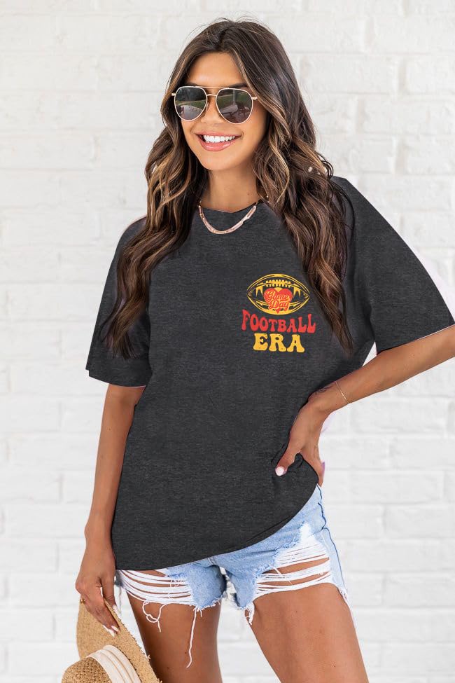 Football Shirts for Women in My Football Era Tshirt Game Day Shirt Oversized Graphic Tee Casual Short Sleeve Top3