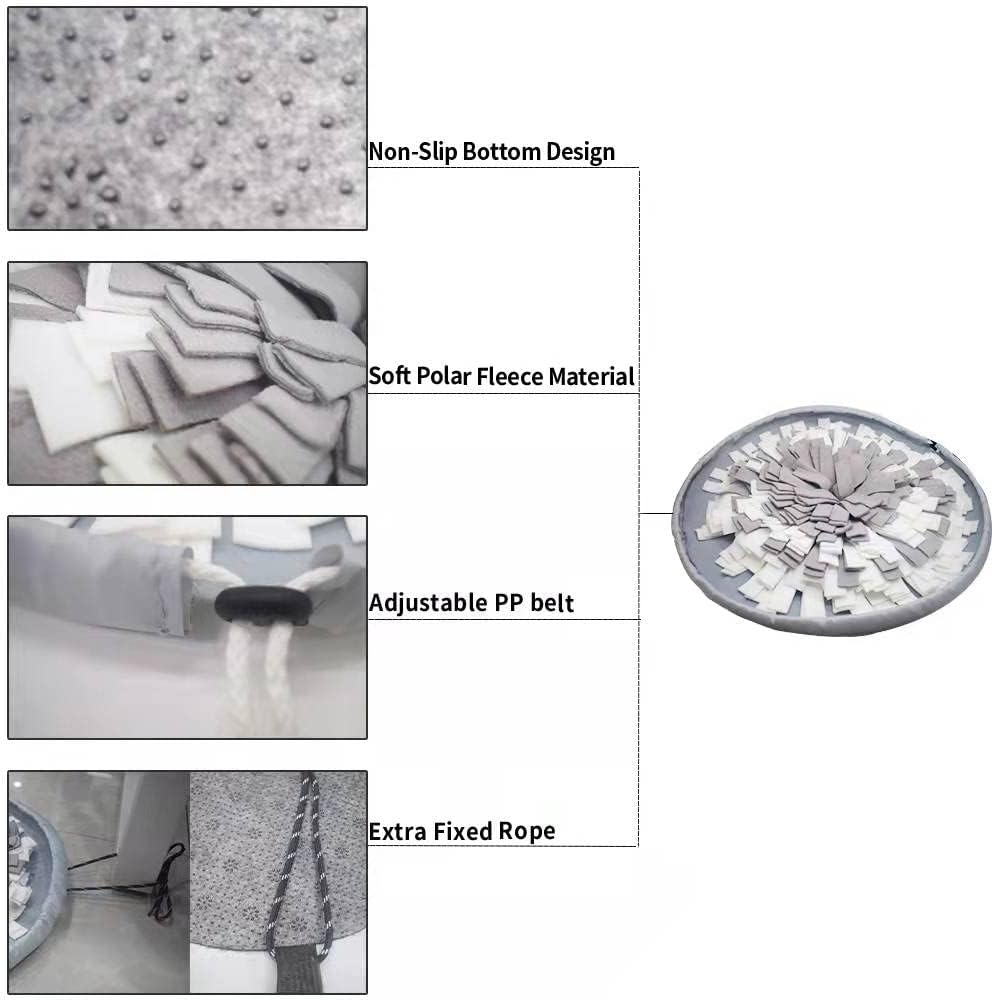 Adjustable Snuffle Mat for Dogs, Enrichment Pet Foraging Mat for Smell Training and Slow Eating, Encourages Natural Foraging Skills for Cats Dogs Feeding Mat, Stress Relief Dog Sniffing Mat (Grey-2)