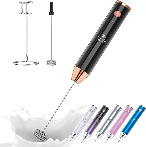 Miniatura 76 de Zulay - Potente espumador de leche con 4 pilas Duracell incluidas, manual, potente espumador de leche para capuchino, frappé, matcha y crema de