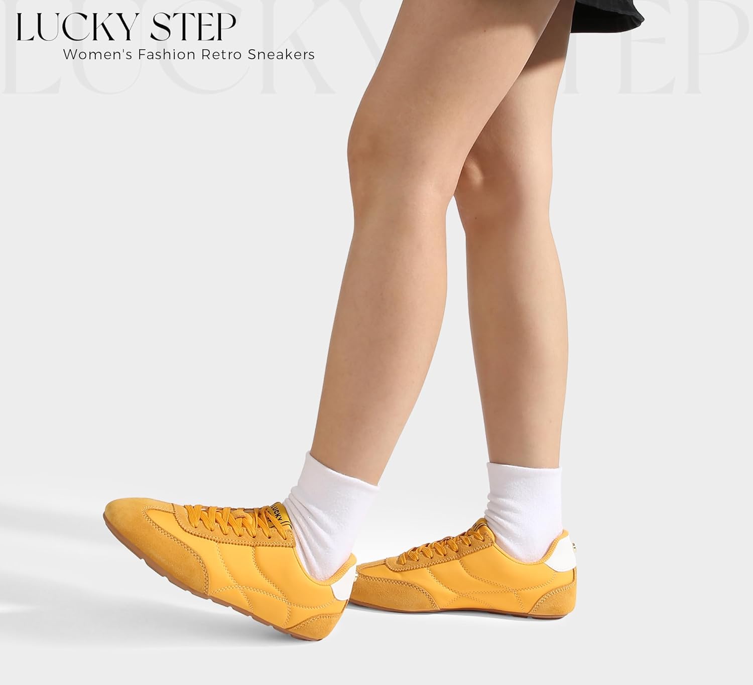 LUCKY STEP Women's Retro Fashion Sneakers Thin Sole Tennis Casual Anti-Slip Cow Suede Running Trainer Gym Trendy Classic Comfortable Lightweight Walking Shoes - Image 7
