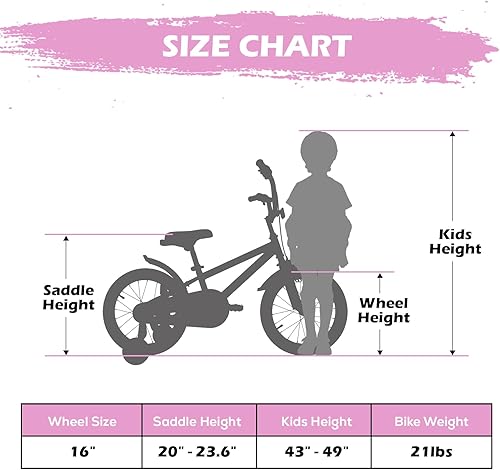 Miniatura 5 de WEIZE Bicicleta para niños, bicicleta para niños de 16 y 20 pulgadas para niños y niñas de 4 a 12 años, altura del ciclista de 41 a 62 pulgadas,