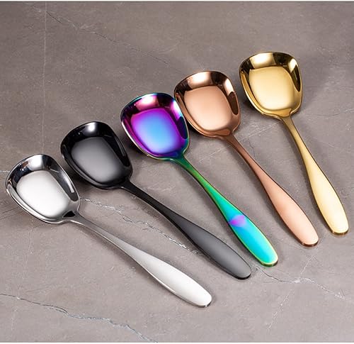 Miniatura 3 de BESTonZON 4 piezas de picas de bistró coreanas calientes para cereales de frutas, pasteles, helados, café, cucharaditas planas, sopa para mini