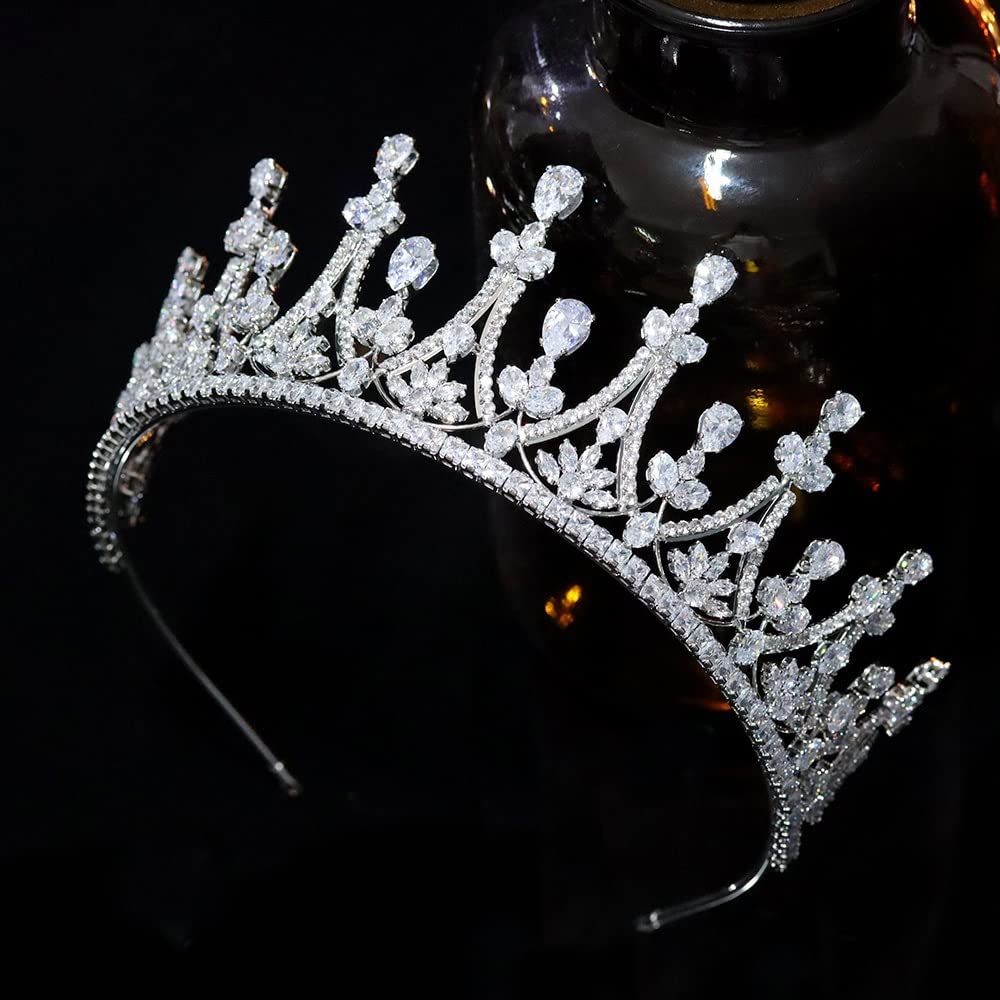 Biżuteria do włosów korona tiary dla kobiet poziom 5A pełne tiary ślubne korony ślubne księżniczka słodka 16 nakrycie głowy akcesoria do włosów firmy, srebro