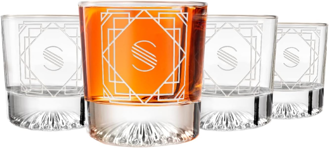 Greenline Goods Monogram Art Deco Etched Letter S