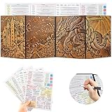JiaoJiRen DND Dungeon Master Screen 3D Faux Leather,4 Panel Game Master with Pockets DM Screen for DM Game Accessories Gift,Dungeons and Dragon,Pathfinder,D&D
