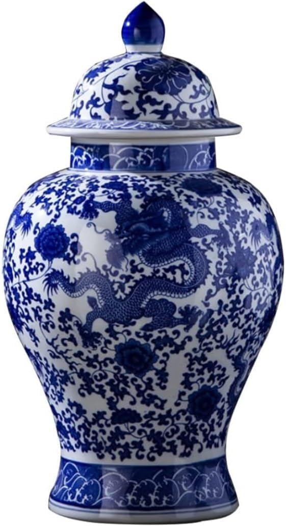 Bzgpmfud C Vase Desktop Ginger Jar For Decoration Hinese Erami With Lid For Blue And White Porcelain Table(C)