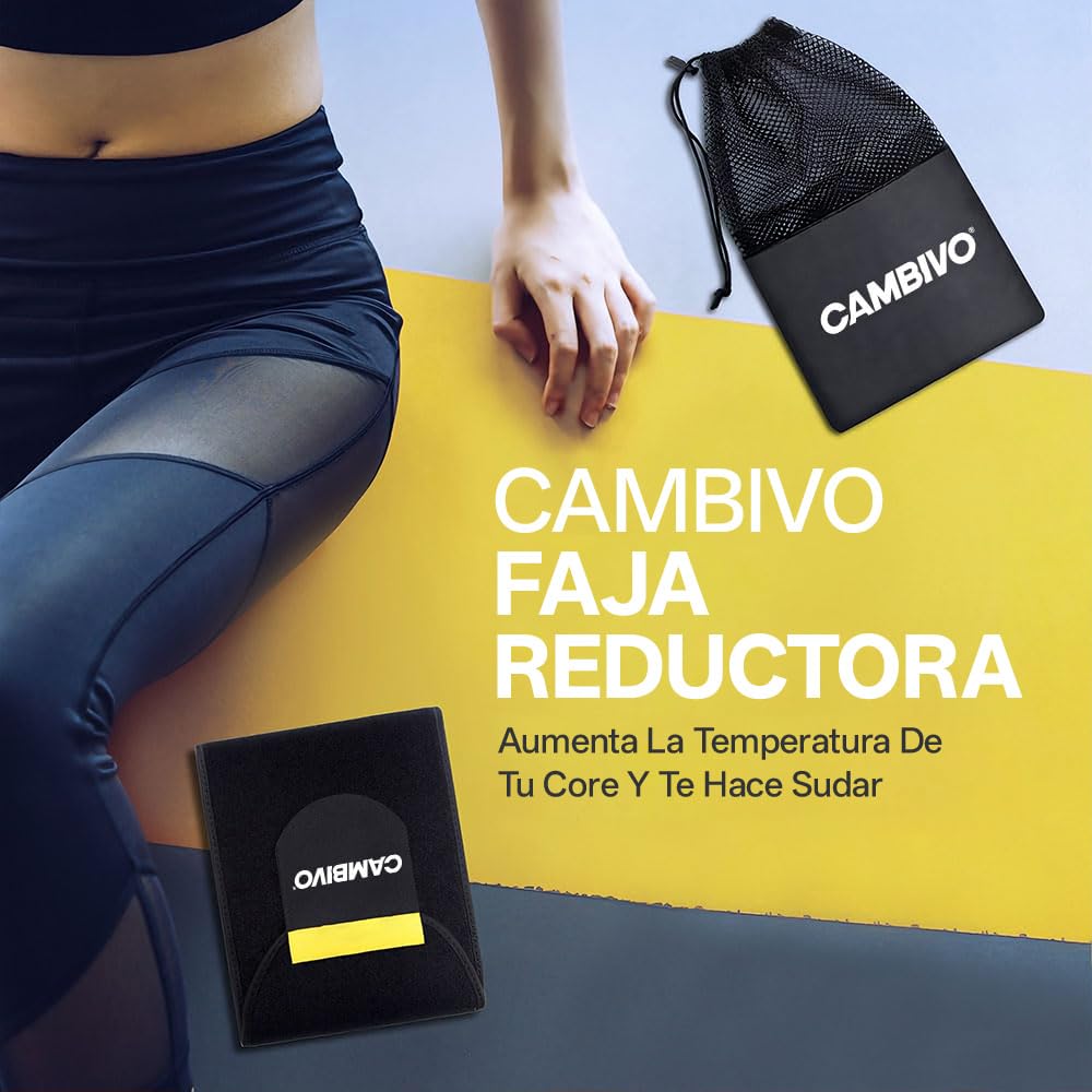 CAMBIVO Faja Reductora Mujer y Hombre, Faja Lumbar Hombre Ajustable para Deporte, Fajas Reductora de Neopreno, Aumento de Sudor, Sweat, Gimnasio, Ejercicio Abdominales en Casa
