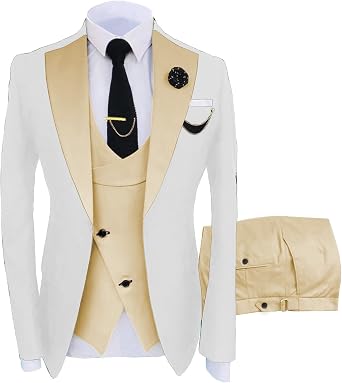 Mens Wedding Fashion Banquet Suit 3 Piece Slim Fit Formal Business 1 Button Suit Bridegroom Party Blazer Vest Pant