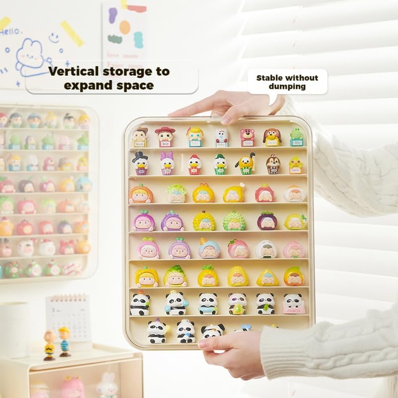 Clear Display Case for Minifigure Figures, Wall-Mounted Figures Display Box, Multi Story Minifigure Display Cabinet Suitable for Collectibles Action Figures Under 1.57 Inches Cream