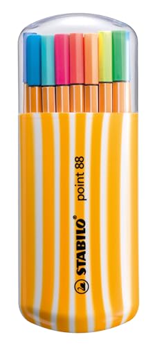 Image of STABILO Fineliner point 88 - Zebrui Case - 20 pcs - Assorted Colours - incl 5 neon