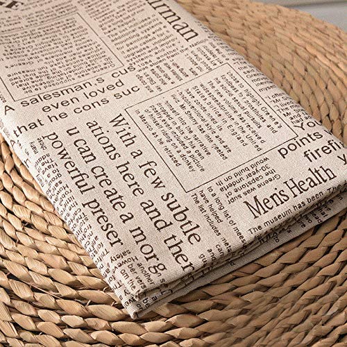ONECHANCE Cotton Linen Printed Fabric by The Metre Decorative Fabric for DIY Projects and Tablecloth Making Color Newspaper Size 1 metre