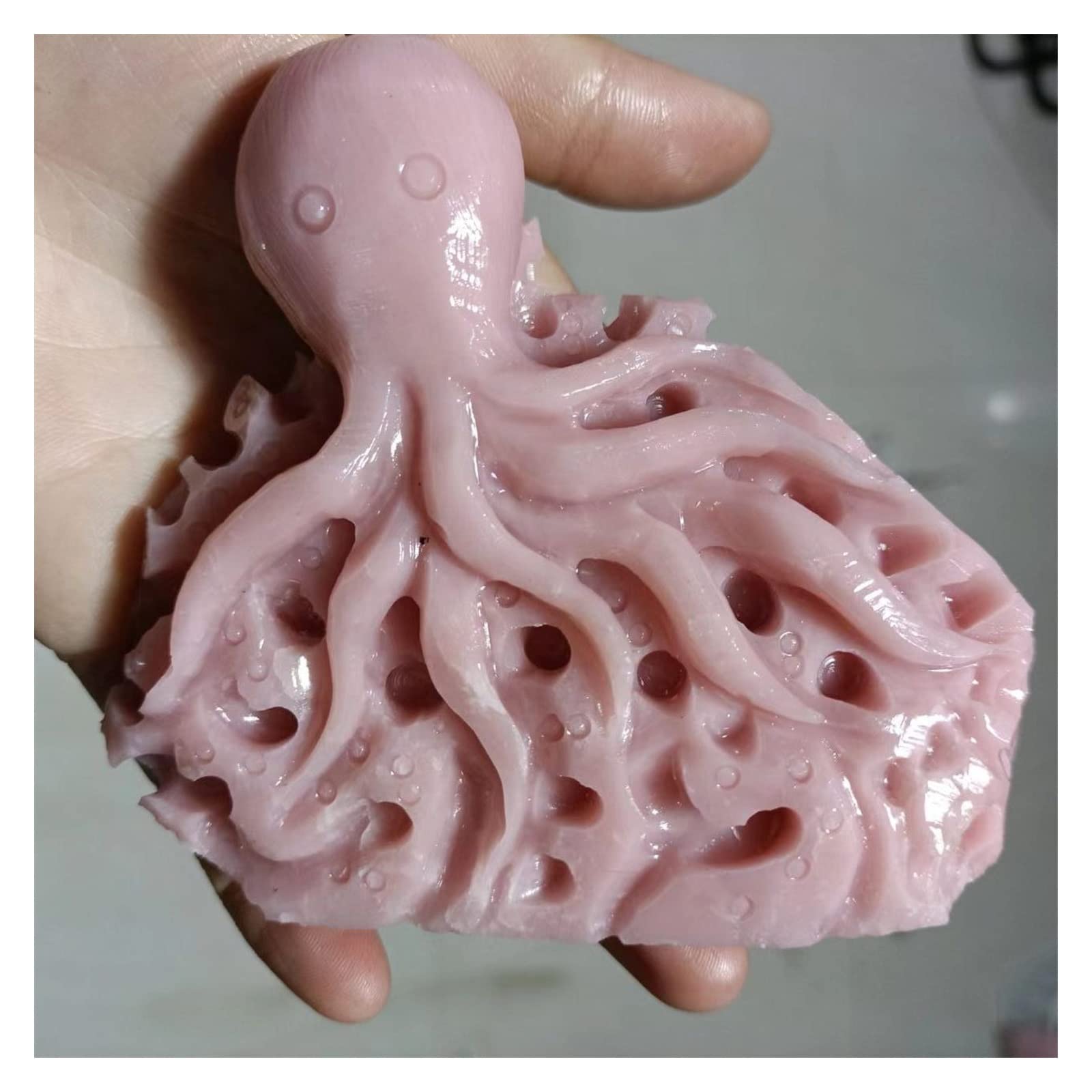 Pulpo Tallado a Mano de ópalo Rosa Natural, Pulpo de Cristal de aragonito de vena Rosa, Figura de Animal Tallada a la Moda, Adornos de Regalo Inicio Colecciones (Size : One Size)