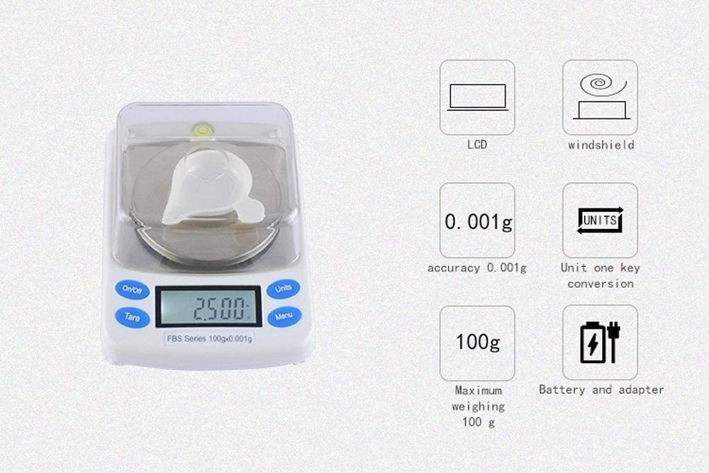 0,001G Precyzyjna waga do biżuterii z diamentami, cyfrowa waga elektroniczna, waga laboratoryjna do analizy, 6 jednostek z wyświetlaczem LCD, funkcja tarowania, 50G/0,001G