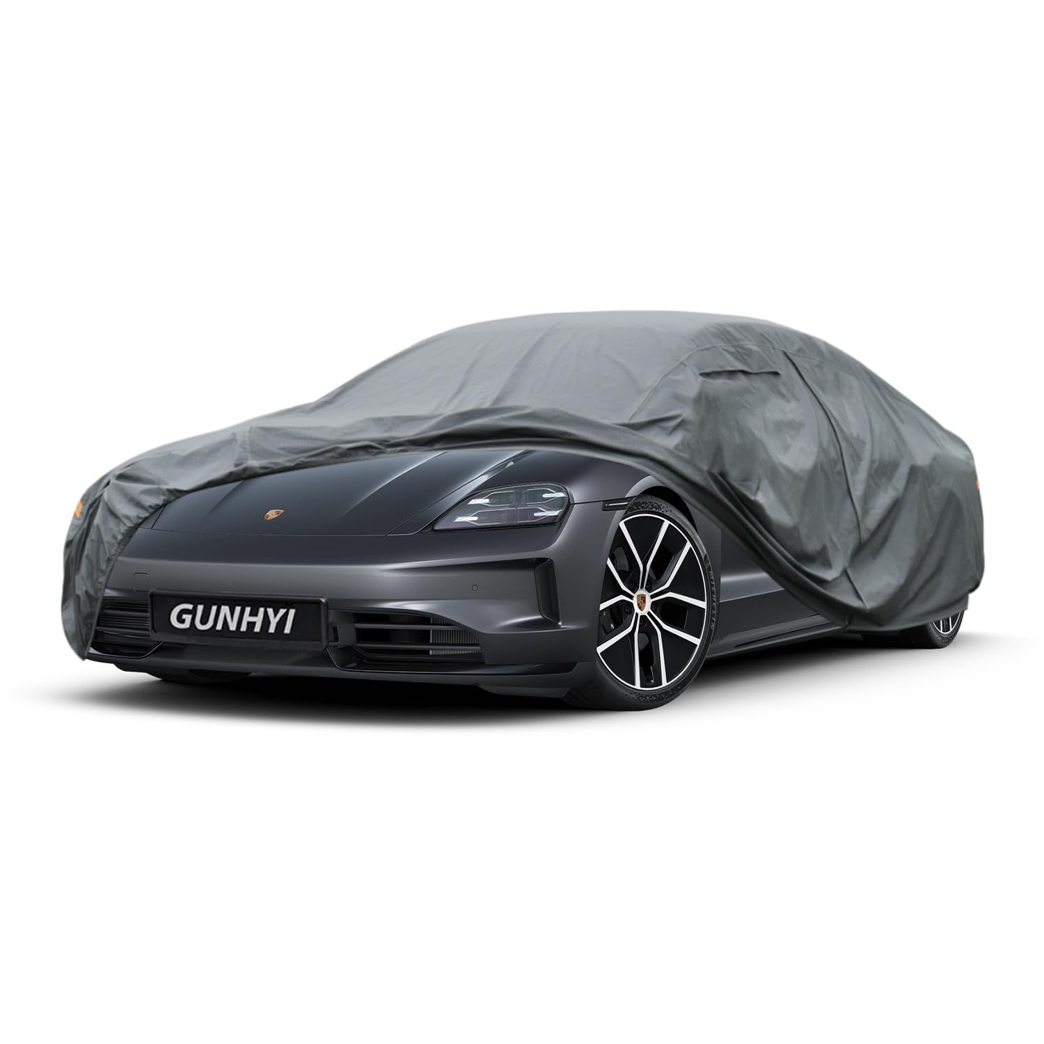 GUNHYI Premium Car Cover Custom Fit Porsche Taycan, 16 Layers Heavy Duty Car Cover Waterproof All Weather with Zipper Door for Sun Rain Snow Dust Uv Protection