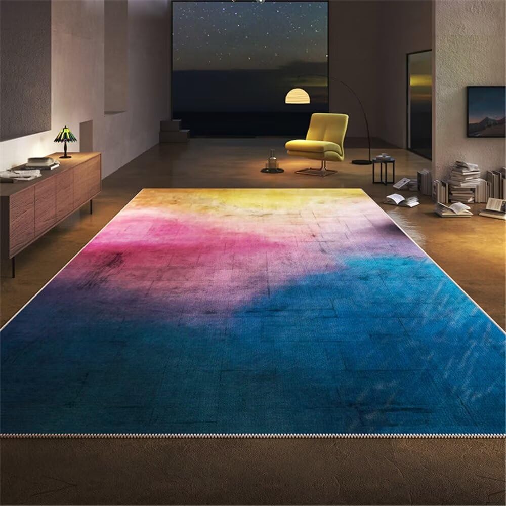 Tapis enfants 120x170cm bleu lavable en machine pour salon et couloir