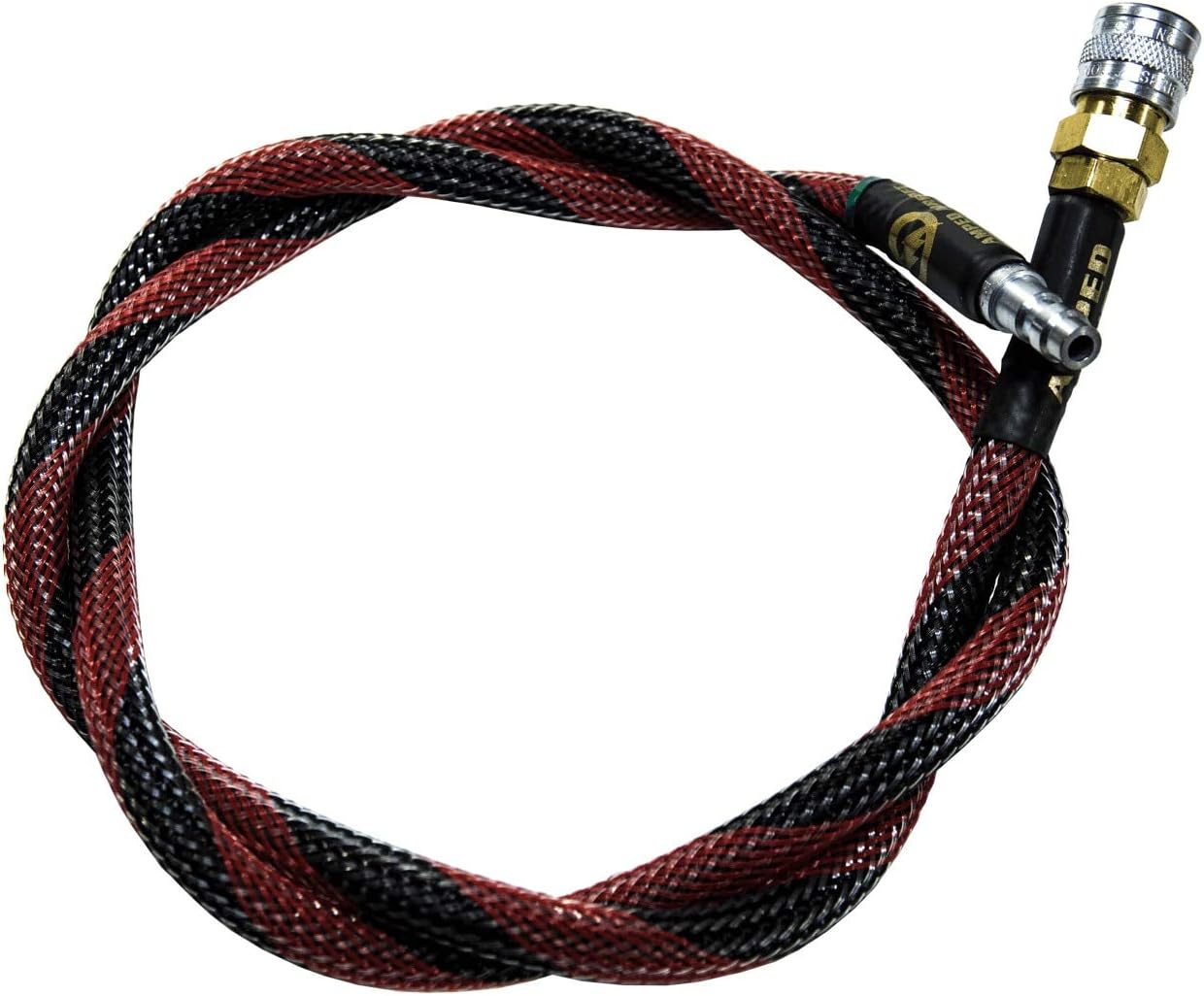 AMPED Airsoft Amped Line | Heavy Weave for PolarStar, Wolverine, and Redline HPA Units 36 Inch (Recommended) Red & Black Spiral Heavy