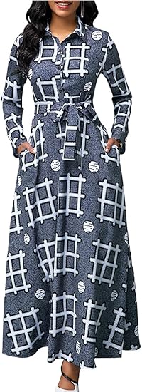 MsavigVice Maxi Dresses for Women Button Down with Pockets Long Dress Casual V Neck Floral Print Loose Prom Dresses Outfits