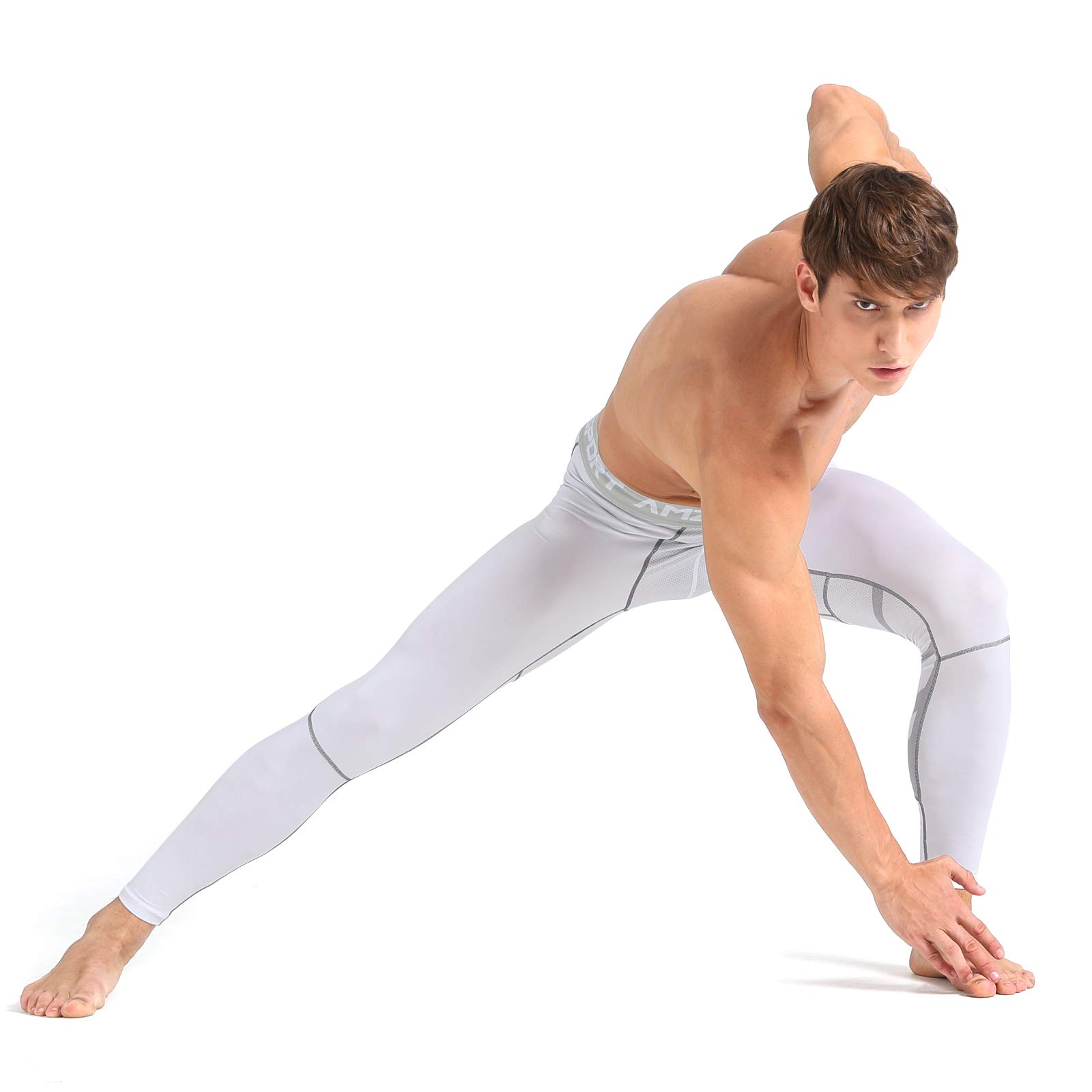 AMZSPORT Pantaloni Sportivi a Compressione da Uomo Leggings da Palestra Calzamaglia ad Asciugatura Rapida